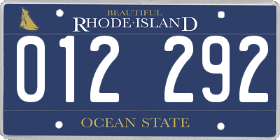 RI license plate 012292
