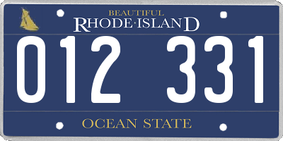 RI license plate 012331