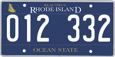 RI license plate 012332