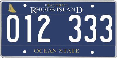 RI license plate 012333