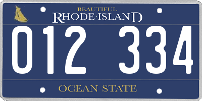 RI license plate 012334