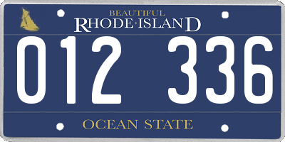 RI license plate 012336