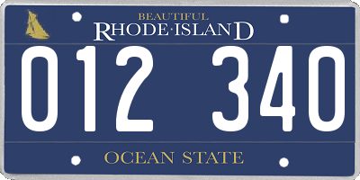 RI license plate 012340