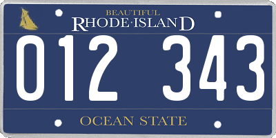 RI license plate 012343