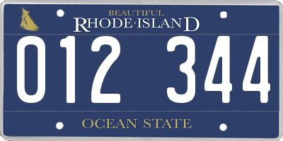 RI license plate 012344