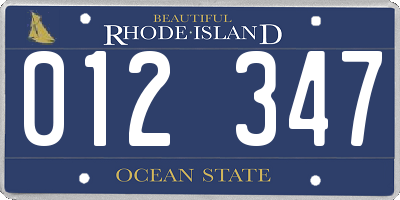 RI license plate 012347