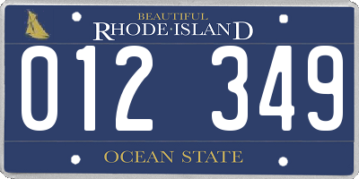 RI license plate 012349