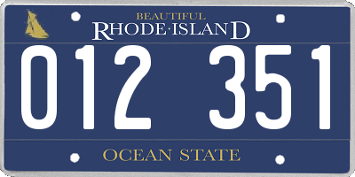 RI license plate 012351