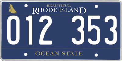 RI license plate 012353