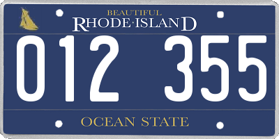 RI license plate 012355