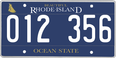 RI license plate 012356
