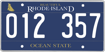 RI license plate 012357