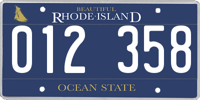 RI license plate 012358