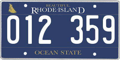 RI license plate 012359