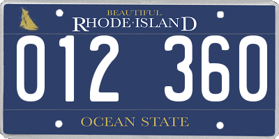 RI license plate 012360