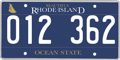 RI license plate 012362