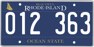 RI license plate 012363