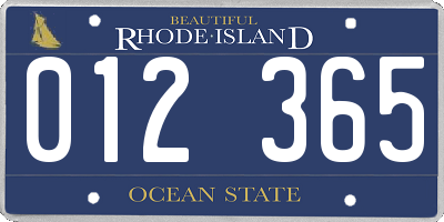 RI license plate 012365