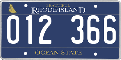 RI license plate 012366