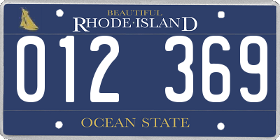 RI license plate 012369