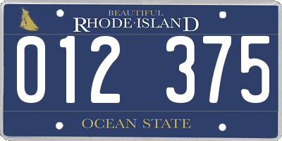 RI license plate 012375