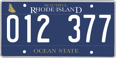 RI license plate 012377