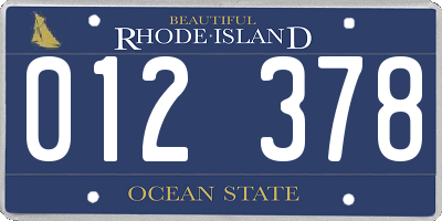 RI license plate 012378