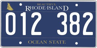 RI license plate 012382