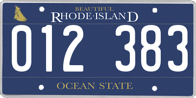 RI license plate 012383