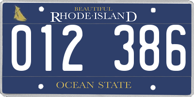 RI license plate 012386