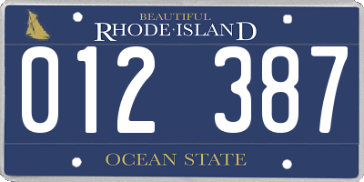 RI license plate 012387