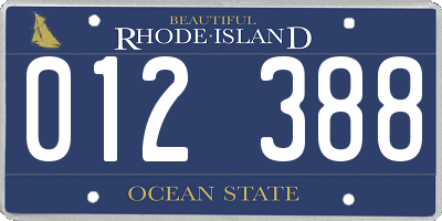 RI license plate 012388