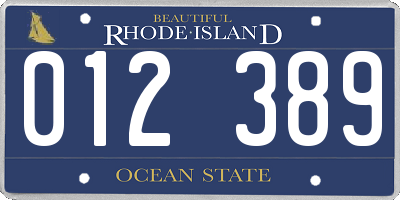 RI license plate 012389