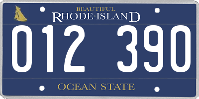 RI license plate 012390