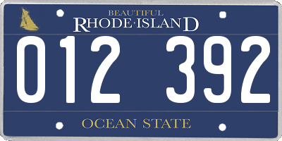 RI license plate 012392