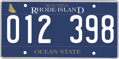 RI license plate 012398
