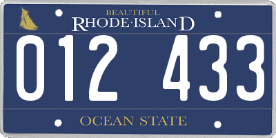 RI license plate 012433