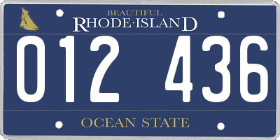 RI license plate 012436