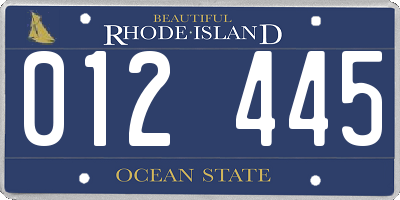 RI license plate 012445