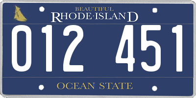 RI license plate 012451