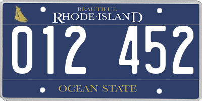 RI license plate 012452