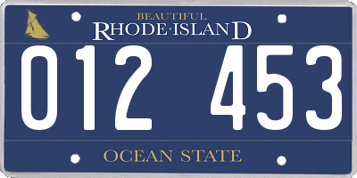 RI license plate 012453