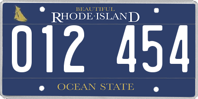 RI license plate 012454