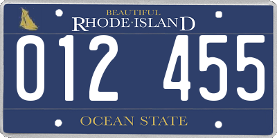 RI license plate 012455