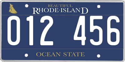 RI license plate 012456