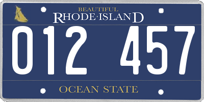 RI license plate 012457