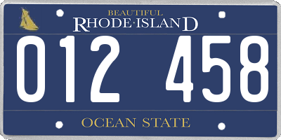 RI license plate 012458