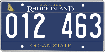 RI license plate 012463