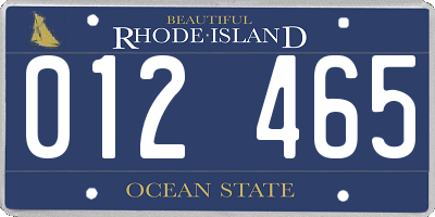 RI license plate 012465