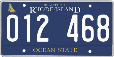 RI license plate 012468